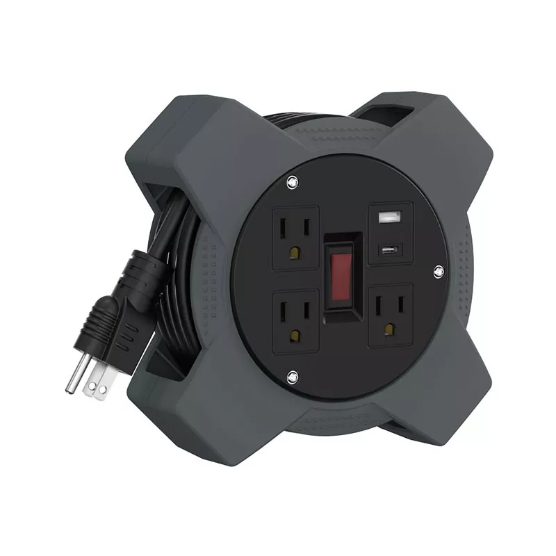 Bobina de cablu din plastic USB cu 3 prize 20ft