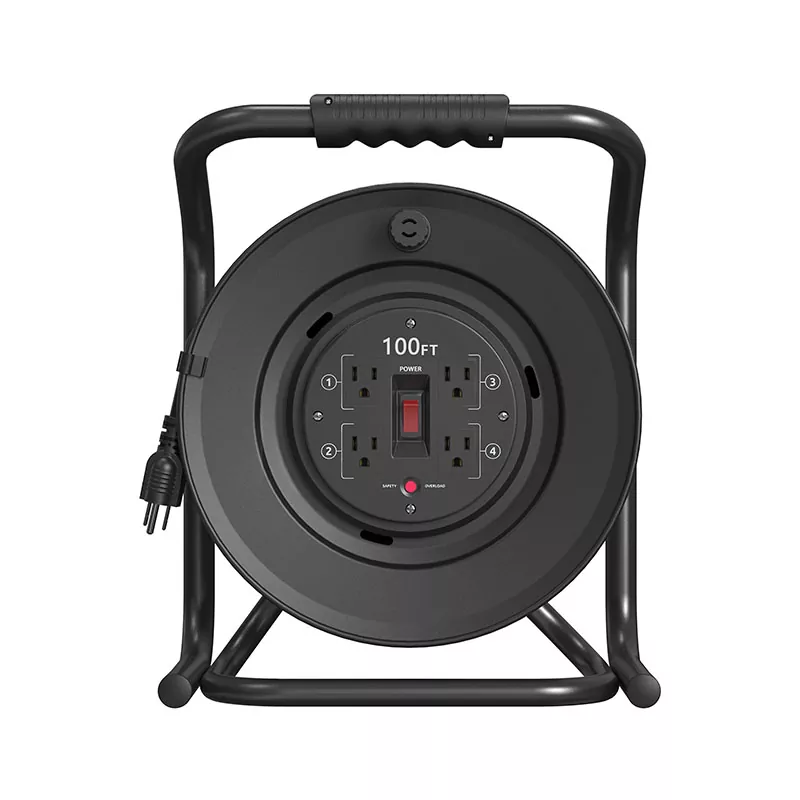 Bobina de cablu din plastic cu 4 prize 100ft Bobina de cablu din plastic cu 4 prize 100ft